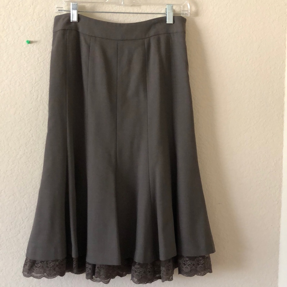 Wool taupe gourd panel skirt